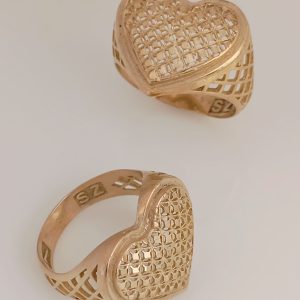 انگشتر زنانه طلاروس تراش قلبی توری