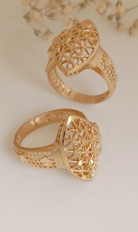 خرید انگشتر زنانه طلاروس تراش گل توری