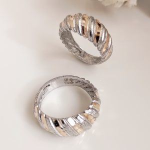 انگشتر زنانه تراش دورنگ باگت