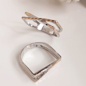 انگشتر زنانه تراش دورنگ مینیمال