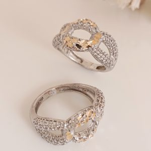 انگشتر زنانه تراش دورنگ طرح طلا