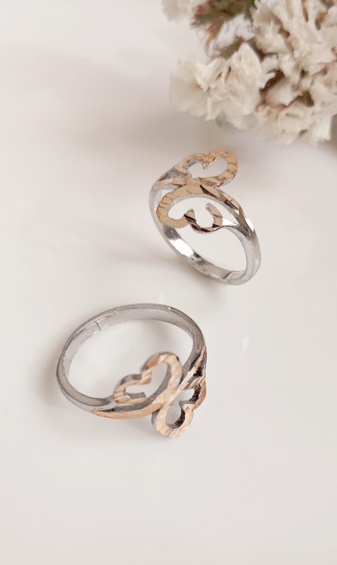 خرید انگشتر زنانه تراش دورنگ پروانه