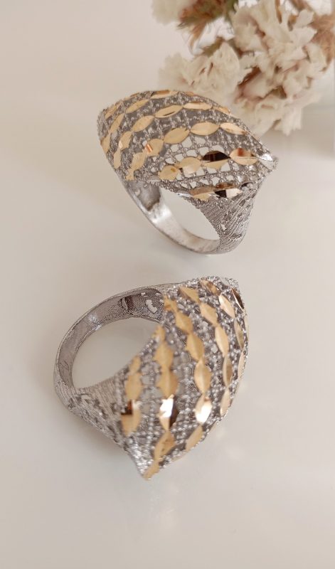 خرید انگشتر زنانه تراش دورنگ کنتکس