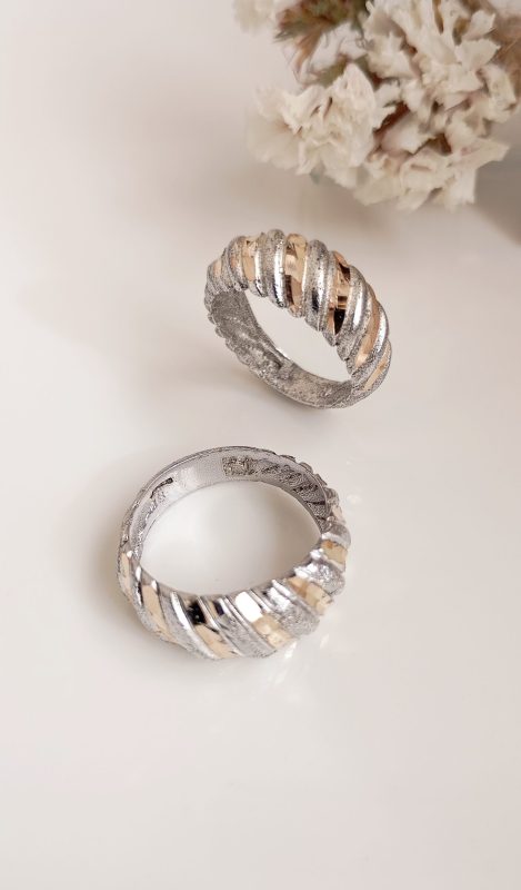 خرید انگشتر زنانه تراش دورنگ باگت