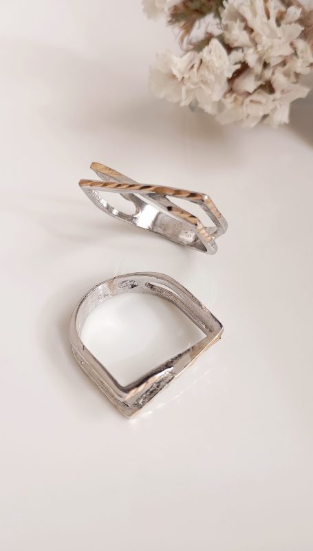 خرید انگشتر زنانه تراش دورنگ مینیمال