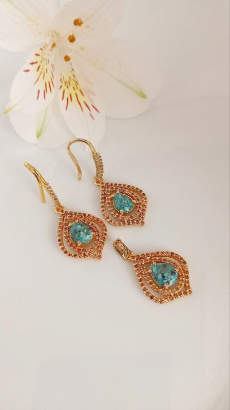 خرید نیم ست طلاروس فیروزه نیشابور 2003