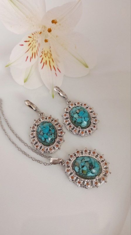 خرید نیم ست نقره روس فیروزه نیشابور 2007