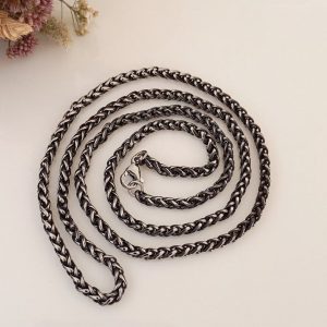 زنجیر استیل بافت سیاه قلم ظریف ZS 8016