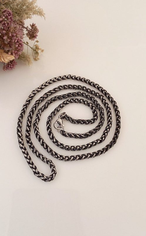 خرید زنجیر استیل بافت سیاه قلم ظریف ZS 8016
