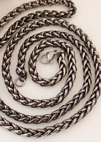 خرید زنجیر استیل بافت سیاه قلم درشت ZS 8017