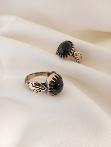 انگشتر عمده طرح عقیق طلاروس مردانه AT 7006